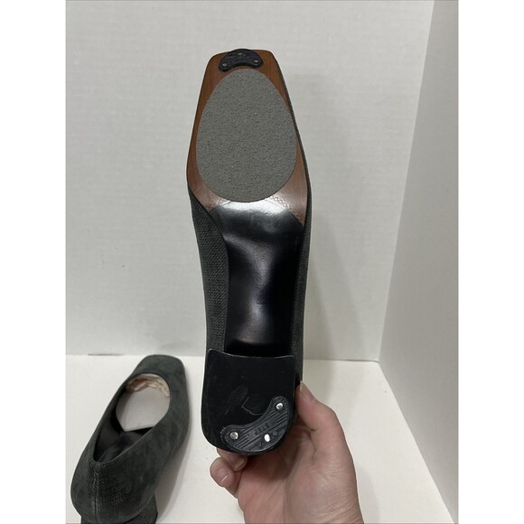 Stuart Weitzman Any day Gray Scottish Napa Block Heels Size 9.5M Pump Square Toe - Picture 7 of 8